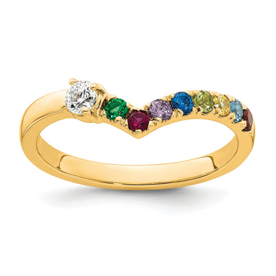 14K 8 Birthstone with Diamond Mother's Ring Semi-mount