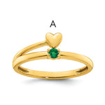 14K Heart with 1 Birthstone Mother's Ring Mounting view