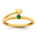 14K Heart with 1 Birthstone Mother's Ring Mounting view