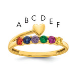 14K Heart with 6 Birthstone Mother's Ring Mounting view