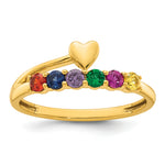 14K Heart with 6 Birthstone Mother's Ring Mounting view