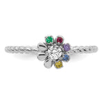 14K WG 5 Birthstone Flower w/ Diamond Mother's Ring Semi Mount view