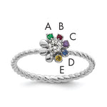 14K WG 5 Birthstone Flower w/ Diamond Mother's Ring Semi Mount view