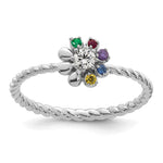 14K WG 5 Birthstone Flower w/ Diamond Mother's Ring Semi Mount view