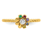 14K 5 Birthstone Flower with Diamond Mother's Ring Semi-mount view