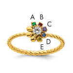 14K 5 Birthstone Flower with Diamond Mother's Ring Semi-mount view