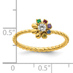 14K 5 Birthstone Flower with Diamond Mother's Ring Semi-mount view