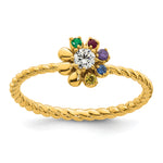 14K 5 Birthstone Flower with Diamond Mother's Ring Semi-mount view
