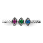 14K 3 White Gold 3 Birthstone Mother's Ring Mounting view
