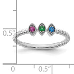 14K 3 White Gold 3 Birthstone Mother's Ring Mounting view