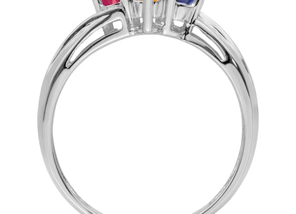 14k White Gold Polished 4-Stone Mothers Ring Mounting