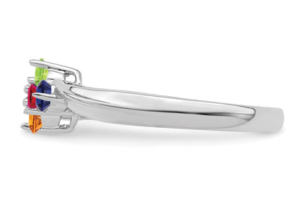 14k White Gold Polished 4-Stone Mothers Ring Mounting