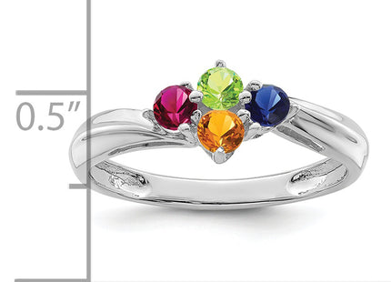 14k White Gold Polished 4-Stone Mothers Ring Mounting