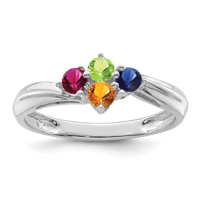 14K White Gold Polished 4-Stone Mothers Ring Mounting