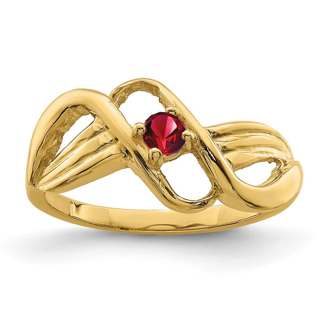 14K gold family ring, synthetic stone, alternate view
