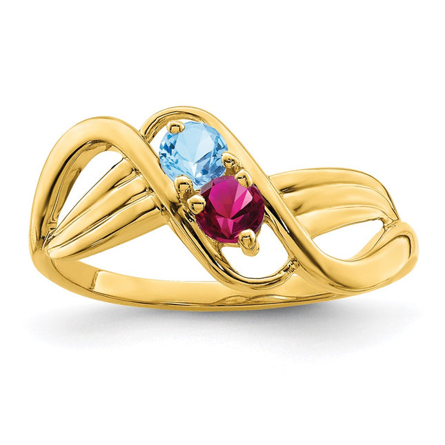 14K gold family ring, synthetic stone, alternate view