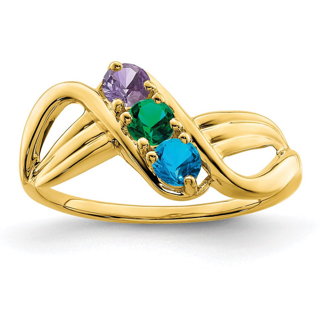 14K gold family ring, synthetic stone, alternate view