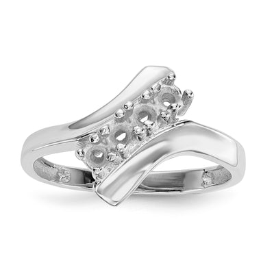 14K White Gold Polished 4-Stone Mothers Ring Mounting