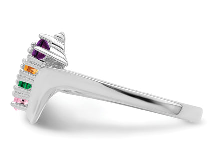 14k White Gold Polished 4-Stone Mothers Ring Mounting