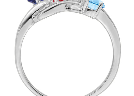 14k White Gold Polished 4-Stone Mothers Ring Mounting