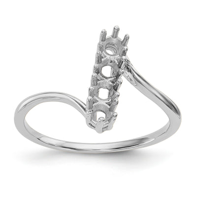 14K White Gold Polished 4-Stone Mothers Ring Mounting