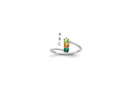 14K White Gold Genuine 3 Stone Mother's Ring