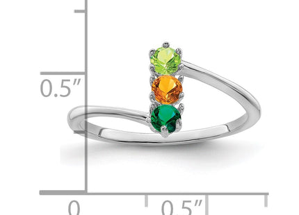 14K White Gold Genuine 3 Stone Mother's Ring