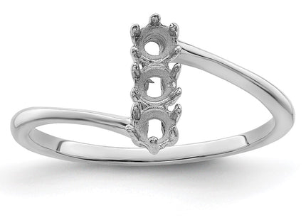 14K White Gold Genuine 3 Stone Mother's Ring