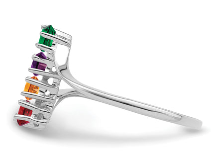 14k White Gold Polished 4-Stone Mothers Ring Mounting