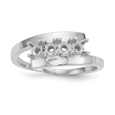 14K White Gold Polished 4-Stone Mothers Ring Mounting