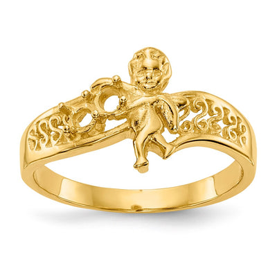 14K Polished 2-Stone Mothers Ring with Angel on Band Mounting