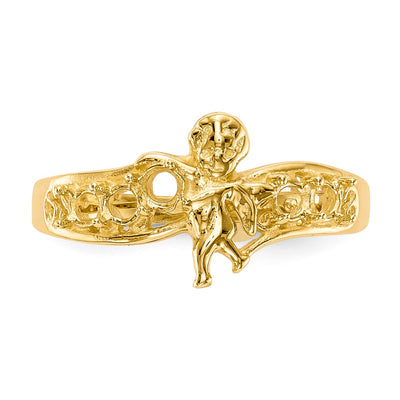 14K Polished 5-Stone Mothers Ring with Angel on Band Mounting