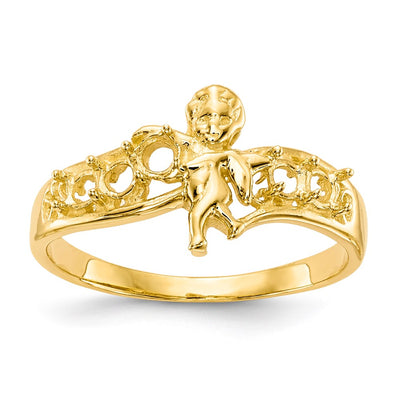 14K Polished 5-Stone Mothers Ring with Angel on Band Mounting