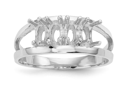 14k White Gold Polished 4-Stone Mothers Ring Mounting