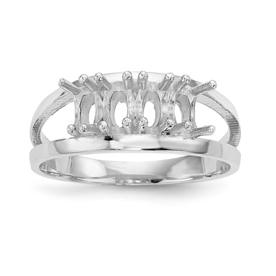 14K White Gold Polished 4-Stone Mothers Ring Mounting