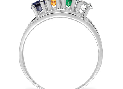 14k White Gold Polished 4-Stone Mothers Ring Mounting