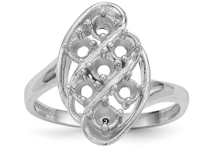 14k White Gold Polished 7-Stone Mothers Ring Mounting