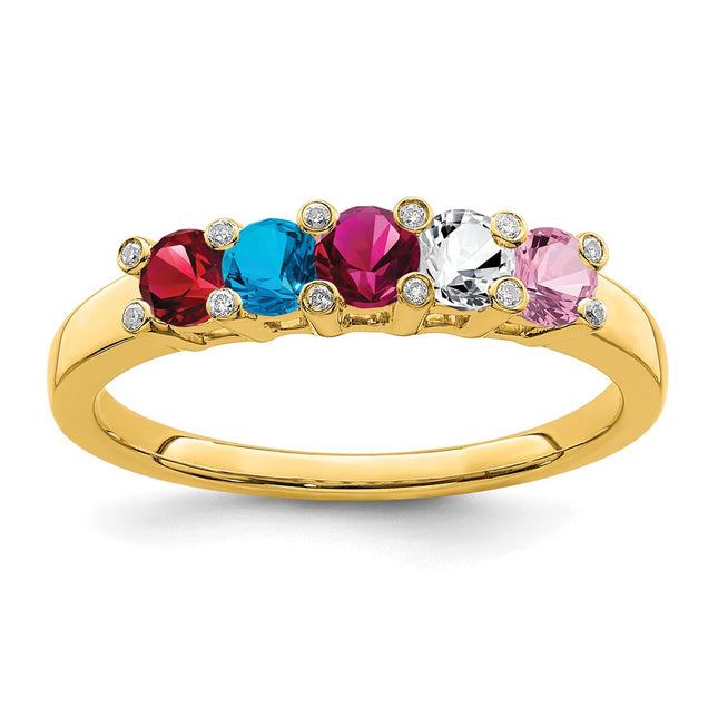 14K gold diamond family ring, alternate view