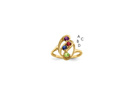 14K Genuine 4 Stone Mother's Ring