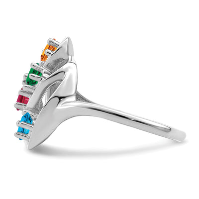 14K White Gold Polished 4-Stone Mothers Ring Mounting