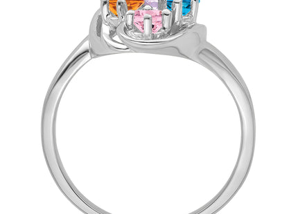 14k White Gold Polished 7-Stone Mothers Ring Mounting