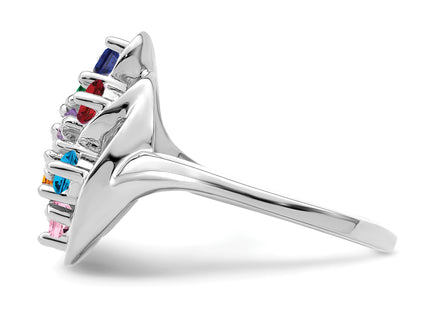 14k White Gold Polished 7-Stone Mothers Ring Mounting