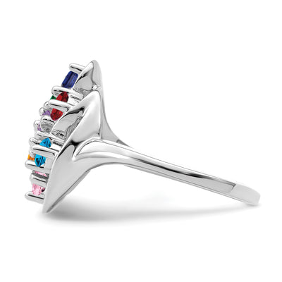 14K White Gold Polished 7-Stone Mothers Ring Mounting
