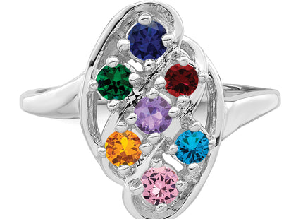 14k White Gold Polished 7-Stone Mothers Ring Mounting