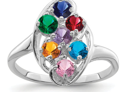 14k White Gold Polished 7-Stone Mothers Ring Mounting