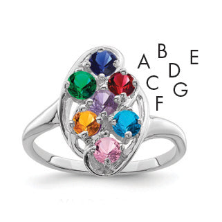 14K White Gold Polished 7-Stone Mothers Ring Mounting