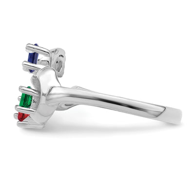 14K White Gold Polished 4-Stone Mothers Ring Mounting