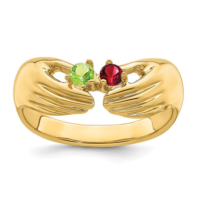 14K 2 Synthetic Stone Family Ring