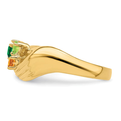 14K 3 Synthetic Stone Family Ring