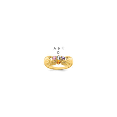 14K 4 Synthetic Stone Family Ring